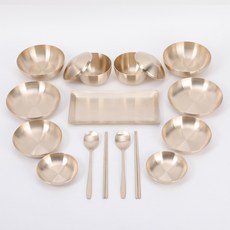 Hancooks 御用銅餐具 2 人用 19P, 碗+碗+3種小菜+長方形盤子+勺子