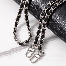 심플라인 여성용 가방 가죽 체인 스트랩, 블랙실버, 1개