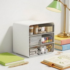 BenF Case 딸기 토끼 정리함, 1개, 화이트, 3단