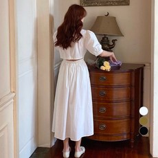 안다로미 린넨 데일리 뒷포인트 통기성 원피스