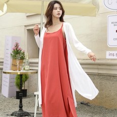 TURNKEY 女款大尺碼換季度假風海灘裝寬鬆版針織長版開襟衫 AE-091