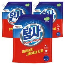 탐사 파워워시 세탁세제 리필 파우치, 2.1L, 3개