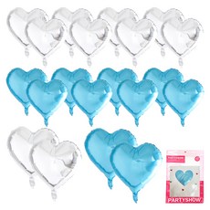 파티쇼 하트 은박 풍선 파스텔 2종 세트, 파스텔블루, 실버, 10세트
