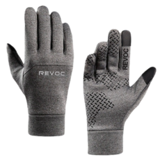 RevoK 智慧觸控防滑內刷毛運動手套, 灰色, 1個