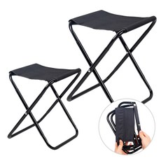 chinada 便攜式折疊迷你露營椅, 黑色, 2個