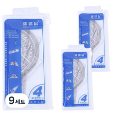 MaDaKkuMi 三角尺角度器直尺 4種, 9套, 透明