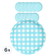 파티쇼 체크 접시 블루 18cm, 6개입, 6개