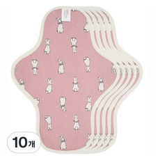 eechae 花朵翅膀型棉質衛生棉 粉紅色, 1入, 10個, 中型