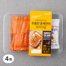 동원 노르웨이 두툼한 훈제연어 오리지널, 훈제연어:140g, 소스:30g, 4개