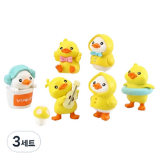 한봄누리 노란 우비 오리 피규어 장식 미니어처 6종 + 버섯 세트, 3세트