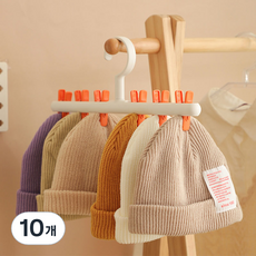 Young&You 360度旋轉多功能夾子掛勾, 10個, 象牙白 + 橘色