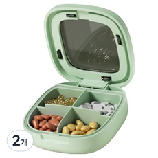 Richi Ssalbong 簡約高級透明星期藥盒 4格 綠色 7.5 x 7.5 x 2.5 cm, 2個