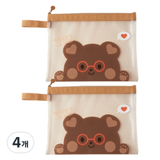 마켓감성 큐티곰 일러스트 시험지 파우치 A4, 해피곰, 4개