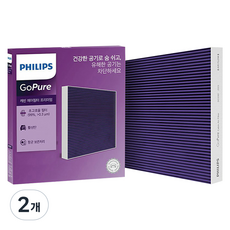 필립스 고퓨어 차량용 프리미엄 PM0.3 차단 활성탄 캐빈 에어컨 필터, DC0071, 2개