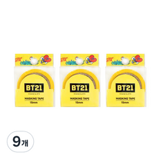 라인프렌즈 BT21 마스킹테이프 15mm, 타타, 9개