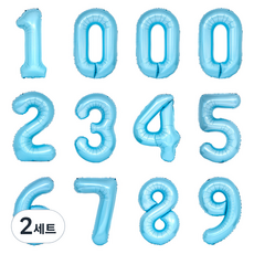 PartyIsland 數字鋁箔氣球12入組 40公分, 2套, 藍色