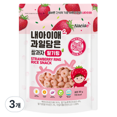 내아이애 과일담은 자일리톨 퍼프링 쌀과자, 딸기, 3개