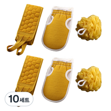 째째마켓 목욕 롱타올 + 때밀이 장갑 + 샤워볼 세트, 노랑, 10세트