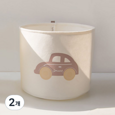 圓形手提布料絎縫籃, 紅色汽車, 2個