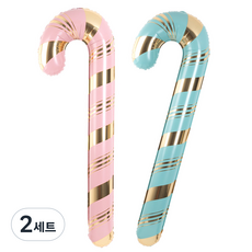 joyparty 鋁箔氣球 聖誕拐杖 1.4m 2件組, 2套, 粉紅色+藍色