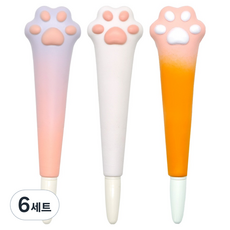핑크풋 냥냥 스퀴시 중성펜 0.5mm, Pink + White + Purple, 18개
