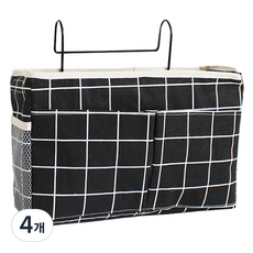 豆子 Klivinghome床掛式輔助收納籃, 格紋黑, 4個