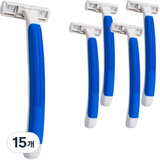 藍色市集 雙層刀片 不鏽鋼刮鬍刀 藍色, 15個, 1入