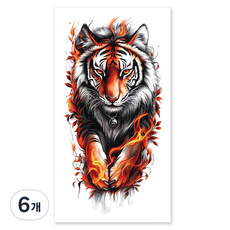 gelluna 男用逼真猛獸老虎手臂指甲花紋身刺青貼紙, T-206, 6個