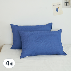아임리빙 사계절 쿨링 시어서커 통세탁 베개, 네이비, 4개