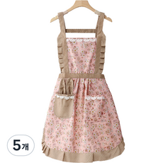 아모르담 플라워 토끼 장식 프릴 앞치마, 핑크, 5개