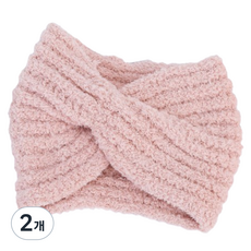 꾸지 부드러운 극세사 세안 헤어밴드 21 x 15 cm, 핑크, 2개