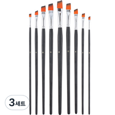 메이크마인 미술 수채화 그림 나일론 사선 붓 9종 세트, 0호, 2호, 4호, 6호, 8호, 10호, 12호, 14호, 16호, 3세트