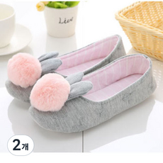 Hongdaesunhuisyap 兔子耳朵襪套型室內拖鞋 714, 灰色, 2個