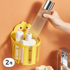 Aura Fam 浴室免鑽孔黏貼式圓形層架衛生紙架, 2個, 混色