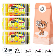 DONG-A 小黃雞蠟筆 3p + 紙袋 3p + 貼紙 6p 套裝, 12色, 2套