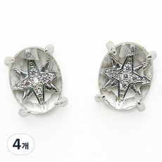 MEIBROWN 高級胸針星星美甲飾品, 銀色, 4個