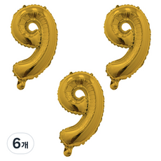 리빙다 숫자 호일 9 대, 골드, 6개