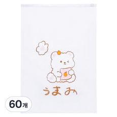 마켓감성 투명 소품 지퍼백, 오렌지베어, 60개