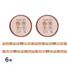 랑캣몰 낢이야기 마스킹 테이프 도넛 낢, 혼합색상, 6개