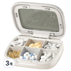 Richy Ssalbong 簡約高級透明星期藥盒 6格 白色 L(10 x 7 x 2.5 cm), 3個