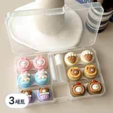 특별한상점 요일별 6개 귀여운 콘택트렌즈 케이스 흡착봉 집게 세트, F, 3세트