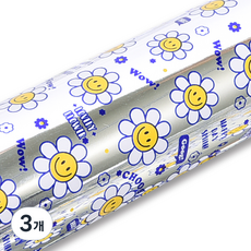 좋은기븐 스마일데이지 메탈롤 포장지, 실버, 3개