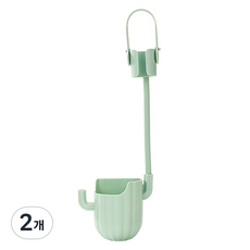 알뜰리빙 무타공 드라이기 수납 거치대, 그린, 2개