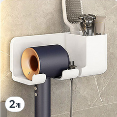 Lebenpick 免鑽孔浴室吹風機架, 2個, 白色