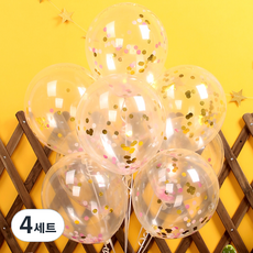 派對海摩登混合五彩紙屑氣球20p+手泵隨機送+捲邊絲帶+海綿圓點套裝, 粉紅色, 4組