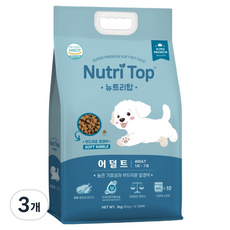 뉴트리탑 어덜트 강아지 소프트사료, 닭, 3kg, 3개