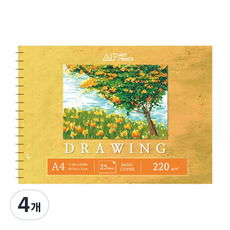 DOOSUNG PAPER Art Prince 繪圖線圈素描本 220g D04, 4個, 25張, A4