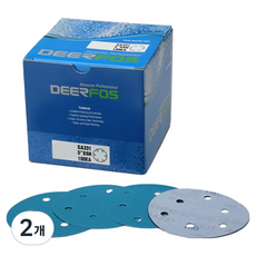 DEERFOS SA331 6孔不鏽鋼用吸塵圓形薄膜砂紙, 200個, 100號