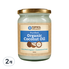 탑윌 유기농 정제 코코넛오일, 500ml, 2개