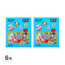 BT21 엠보플레이크 스티커, 썸머, 6개
